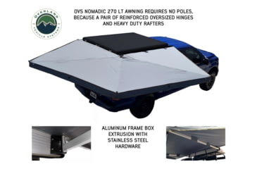 Image of Overland Vehicle Systems Nomadic LT 270 Awning &amp; Wall 1, 2, &amp; Mounting Brackets - Passenger Side, Grey/Green, 19589907
