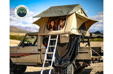 Image of Overland Vehicle Systems TMBK Roof Top Tent w/ Rain Fly - 3+ Persons, 4 Season, Tan/Green, 18119933