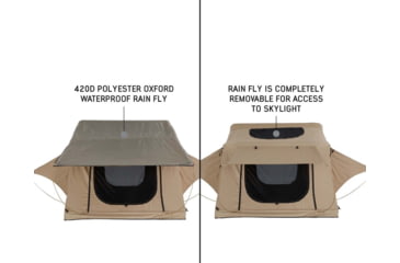 Image of Overland Vehicle Systems TMBK Roof Top Tent w/ Rain Fly - 3+ Persons, 4 Season, Tan/Green, 18119933