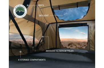 Image of Overland Vehicle Systems TMBK Roof Top Tent w/ Rain Fly - 3+ Persons, 4 Season, Tan/Green, 18119933