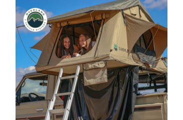 Image of Overland Vehicle Systems TMBK Roof Top Tent w/ Rain Fly - 3+ Persons, 4 Season, Tan/Green, 18119933