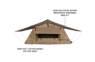 Image of Overland Vehicle Systems TMBK Roof Top Tent w/ Rain Fly - 3+ Persons, 4 Season, Tan/Green, 18119933