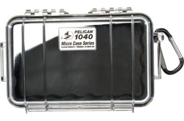 Image of Pelican 1040 Micro Watertight Crushproof Dry Box, 7.50x5.06x2.12in, Clear w/ Black Liner, 1040-025-100