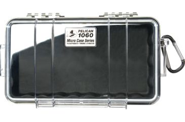 Image of Pelican 1060 Micro Water/Crushproof Dry Box, 9.37x5.56x2.62in - Clear Black w/Carabiner