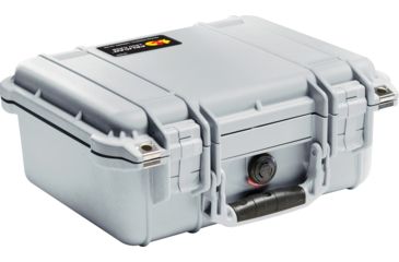 Image of Pelican 1400 Small 13x11x6in Protector Waterproof Carry Case, Silver, No Foam