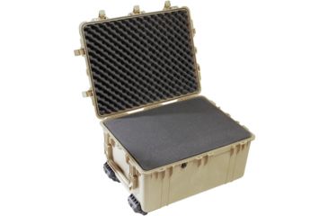 Image of Pelican 1630 Protector Large Watertight 31x24x17in Case, Desert Tan w/ Wheels, Foam 1630-000-190
