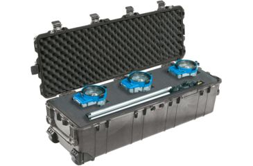 Image of Pelican 1740 Series Long Case Crushproof Dry Box, Black w/ 6 Piece Foam Set &amp; Lid