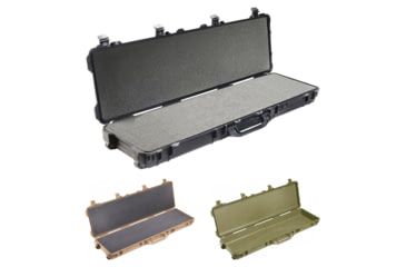 Image of Pelican 1750 Waterproof Rifle Case w/ Wheels, 53in, Black, Desert Tan, OD Green