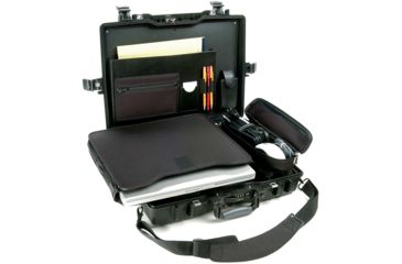 Image of Pelican Laptop Watertight Case w/ Lid Organizer, Tray &amp; Strap - Black 1495-003-110