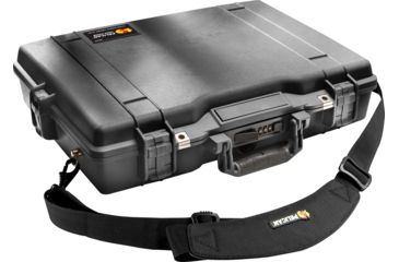 Image of Pelican Laptop Watertight Case w/ Lid Organizer, Tray &amp; Strap - Black 1495-003-110