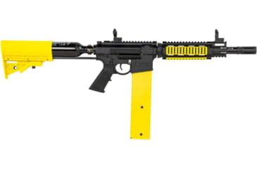Image of PepperBall VKS Carbine Pepperball Launcher, Semi-Auto Black Rec with Yellow Furniture, 150 ft Range, 743030002