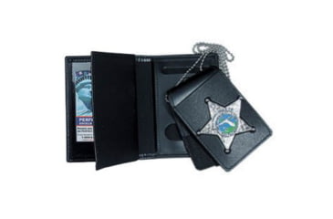Image of 4-in-1 Dress Leather Badge &amp; Double ID Case w/ Chain - 3.50''x5.50''