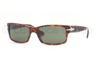 Image of Persol PO2803S Sunglasses 24/31-5816 - Havana Frame, Crystal Green Lenses