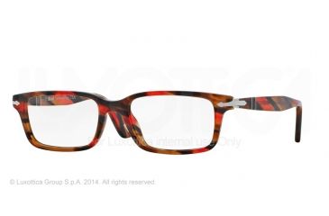 Image of Persol PO2965VM Eyeglass Frames 978-53 - Brown Stripped/red Frame