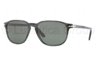 Image of Persol PO3019S Sunglasses 982/31-5218 - Grey Horn Frame, Green Lenses