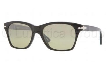 Image of Persol PO3027S Sunglasses 95/83-5318 - Black Crystal Frame, Polar Green Gradient Lenses