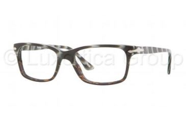 Image of Persol PO3030V Eyeglass Frames 965-5017 - Dark Horn Striped White Frame, Demo Lens Lenses