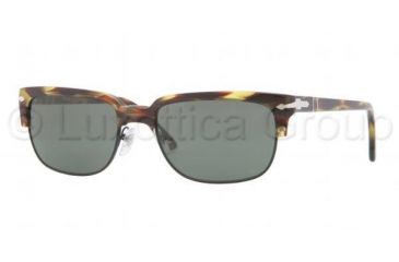 Image of Persol PO3043S Sunglasses 938/31-5418 - Green Striped Frame, Green Lenses