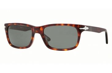 Image of Persol PO3048S Sunglasses 24/31-55 - Havana Frame, Crystal Green Lenses