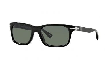 Image of Persol PO3048S Sunglasses 95/31-55 - Black Frame, Crystal Green Lenses