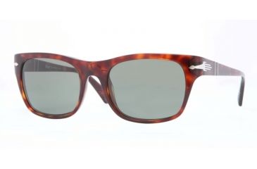 Image of Persol PO3072S Sunglasses 24/31-54 - Havana Frame, Crystal Green Lenses