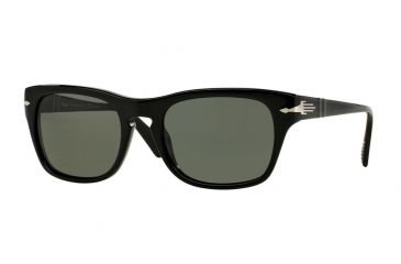 Image of Persol PO3072S Sunglasses 95/58-57 - Black Frame, Crystal Green Polarized Lenses