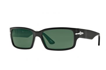 Image of Persol PO3087S Sunglasses 95/58-58 - Black Frame, Green Polarized Lenses