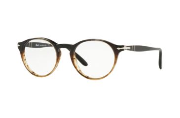 Image of Persol PO3092V Eyeglass Frames 9052-50 - Grad Black Striped Brown Frame