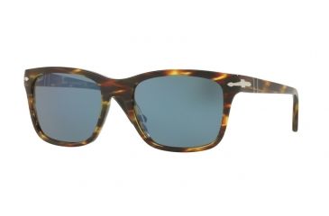 Image of Persol PO3135S Sunglasses 938/56-55 - Stripped Green Frame, Light Blue Lenses