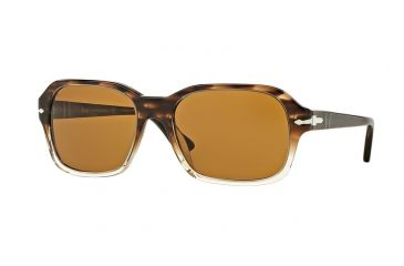 Image of Persol PO3136S Sunglasses 103733-57 - Striped Brown/grad.trasp Frame, Brown Lenses