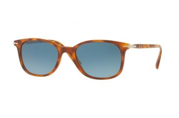 Image of Persol PO3183S Sunglasses 1052Q8-52 - Light Havana Frame, Azure Gradient Blue Lenses