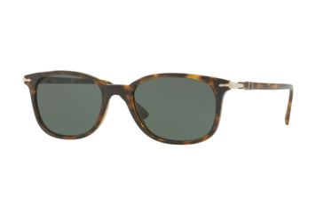 Image of Persol PO3183S Sunglasses 105431-52 - Dark Havana Frame, Green Lenses