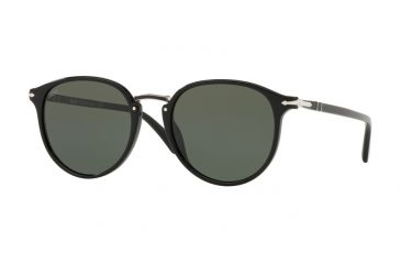 Image of Persol PO3210S Sunglasses 95/31-51 - Black Frame, Green Lenses
