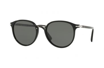Image of Persol PO3210S Sunglasses 95/58-51 - Black Frame, Green Polar Lenses