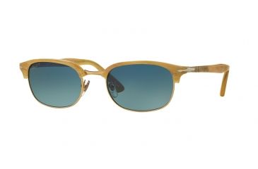 Image of Persol PO8139S Sunglasses 1046S3-52 - Light Horn Frame, Light Blue Gradient Dark Blue Lenses
