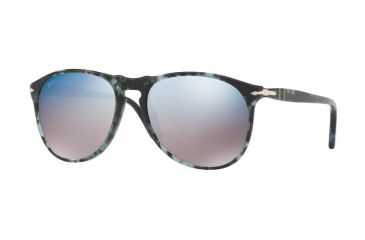 Image of Persol PO9649S Sunglasses 1062O4-55 - Spotted Blue Dark Grey Frame, Grey Mirror Blue Lenses