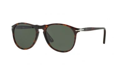 Image of Persol PO9649S Sunglasses 24/31-55 - Havana Frame, Crystal Green Lenses