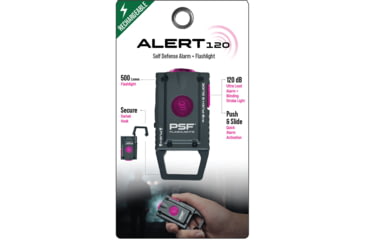 Image of Police Security Flashlights Police Security Flashlights Alert120 Rechargeable 500 Lumens Flashlight w/ Alarm, Gray/Pink, 97860