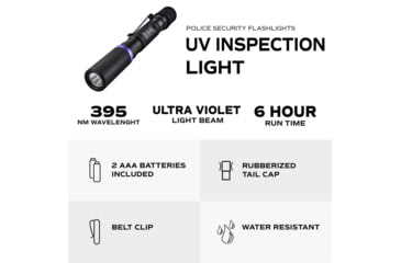 Image of Police Security Flashlights Psf 395nm Uv Penlight Black W/ 2aaa Batteries