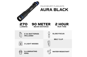 Image of Police Security Flashlights Psf Aura Flashlight White 270 Lum 2aaa Batteries 3 Modes