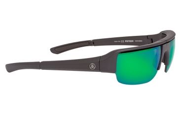 Image of Popticals PopGun Sunglasses, Black Matte Frame, Gray/Green Mirror Lens, Polarized, 010010-BMEN