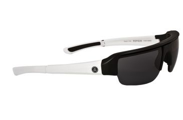 Image of Popticals PopGun Sunglasses, Black/White Matte Frame, Gray Lens, Polarized, 010010-WMGP