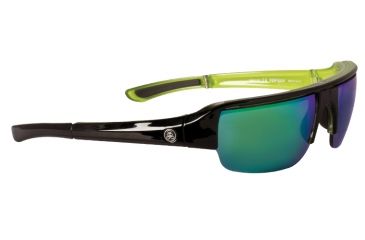 Image of Popticals PopGun Sunglasses, Blk Over Green Crystal Gloss Frame, Gray/Green Mirror Lens, Polarized, 040010-GLEN