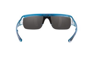 Image of Popticals PopGun Sunglasses, Blue/Clear Crystal Gloss Frame, Gray/Blue Mirror Lens, Polarized, 030010-BFUN