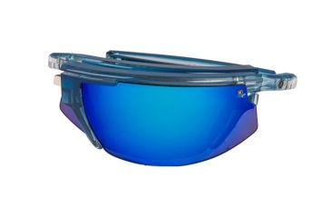 Image of Popticals PopStar Sunglasses, Blue/Clear Crystal Gloss Frame, Gray/Blue Mirror Lens, Polarized, 030040-BFUN