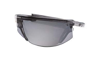 Image of Popticals PopStar Sunglasses, Smoke/Clear Crystal Gloss Frame, Gray/Silver Mirror Lens, Polarized, 030040-SFLN