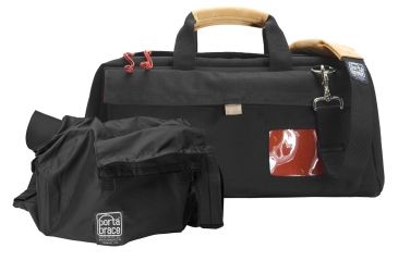 Image of Porta Brace Medium Mini DV Carry Case w/M4 Quick Slick Mini-Rain Slicker,Black/Red CS-DV3RQS-M4