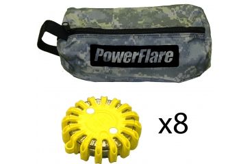 Image of Powerflare PF-200 Softpack,  8 Safety Lights,Amber LED,ACU Bag,8 Batteries, Yellow Shell SP8ACU-A-Y