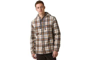 Image of prAna Asgard Hooded Flannel Shirt, Camel, Small, 1964511-200-ST-S