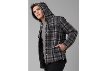 Image of prAna Asgard Hooded Flannel Shirt, Charcoal, XLarge, 1964511-020-ST-XL